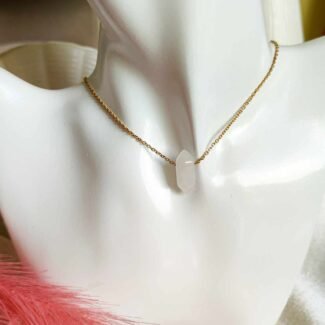 Zawieszka na łańcuszku ze stali szlachetnej kryształ górski oczyszczenie, duchowość