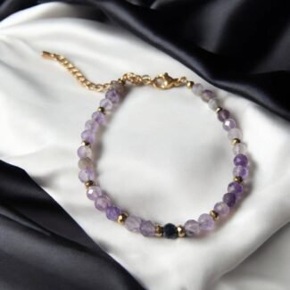 AMETYST & TURMALIN CZARNY bransoletka lub naszyjnik