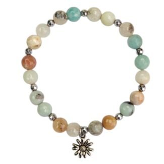 Bransoletka z kamieni na gumce Amazonit i Hematyt