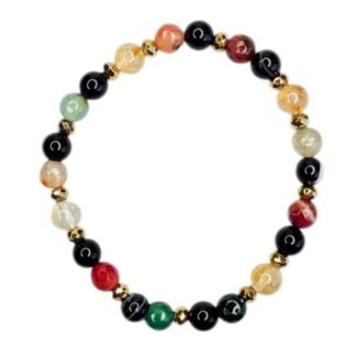 Bransoletka z kamieni na gumce Hematyt, Agat