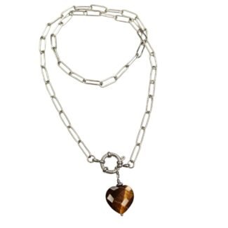 Naszyjnik z zawieszką z Tygrysiego oka gruby łańcuszek 40 cm