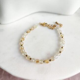 Talizman obfitości, sukcesu i powodzenia finansowego Cytryn z Hematytem złota lub srebrna bransoletka