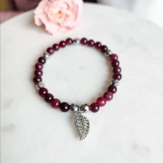 Bransoletka z kamieni na gumce Hematyt Granat