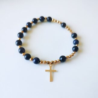 Bransoletka Różaniec z kamieni na gumce Hematyt, Noc Kairu