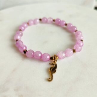 Bransoletka z kamieni na gumce Hematyt, Jadeit kolorowy konik morski