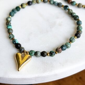 Bransoletka z kamieni 3-4 mm na gumce lub zapinana Hematyt Jaspis afrykański