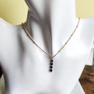 Turmalin czarny i Hematyt łańcuszek z zawieszką srebrny lub złoty łańcuszek, długość dowolna silna ochrona