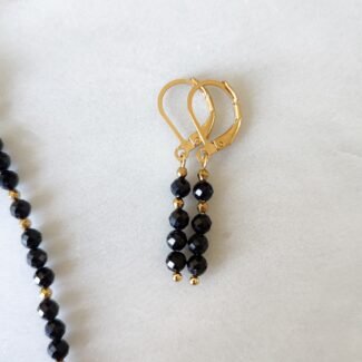 Kolczyki Czarny Turmalin z Hematytem silna ochrona