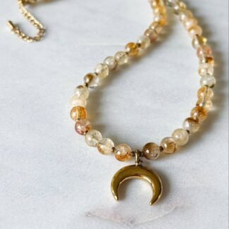 Talizman obfitości, sukcesu i powodzenia finansowego Cytryn z Hematytem dł dowolna do 50 cm