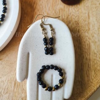 Kolczyki jadeit czarny i hematyt dowolne bigle wykończenie złote lub srebrne