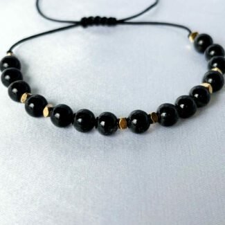 Bransoletka turmalin hematyt złoty lub srebrny UNISEKS