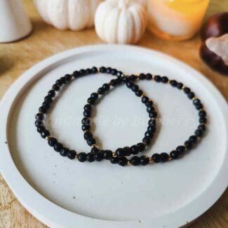 Bransoletka z kamieni na gumce Hematyt i Jadeit