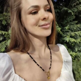 Naszyjnik jadeit czarny i hematyt dowolna długość wykończenie srebrne lub złote