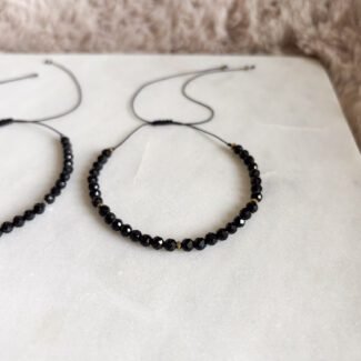 Turmalin czarny i Hematyt Bransoletka na rzemyku więcej kamieni