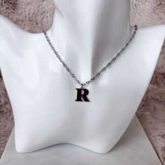 Naszyjnik stal szlachetna zawieszka literka R singapur