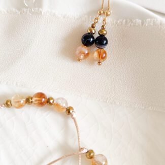 Kolczyki stal szlachetna turmalin i cytryn srebrne lub złote wykończenie