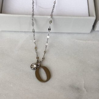 Naszyjnik stal szlachetna zawieszka z cyrkonią literka O