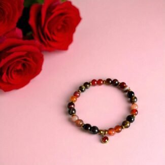 Bransoletka z kamieni naturalnych na gumce Hematyt i agat