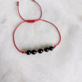 HEMATYT & TURMALIN CZARNY bransoletka na rzemyku regulowana