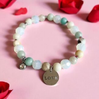 Bransoletka z kamieni naturalnych na gumce Hematyt i amazonit matowy