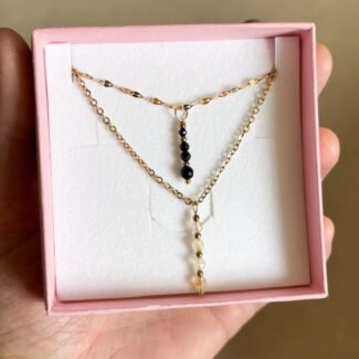 Cytryn i Hematyt łańcuszek z zawieszką srebrny lub złoty łańcuszek