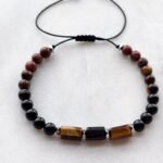 Bransoletka UNISEKS na rzemyku Turmalin czarny, hematyt, tygrysie oko i jaspis 1 8 IMG 5236