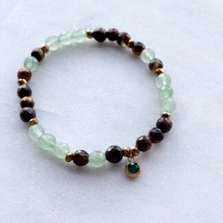 Bransoletka z kamieni na gumce Hematyt i awenturyn oraz tygrysie oko