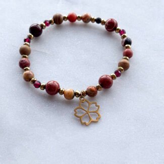 Bransoletka z kamieni na gumce Hematyt i Jaspis oraz granat