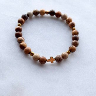 Bransoletka z kamieni na gumce Hematyt i jaspis