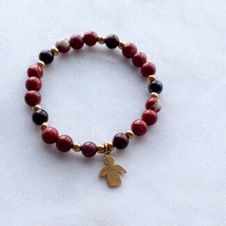 Bransoletka z kamieni na gumce Hematyt i jaspis oraz tygrysie oko