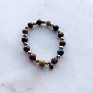 Bransoletka z kamieni na gumce Hematyt i jaspis