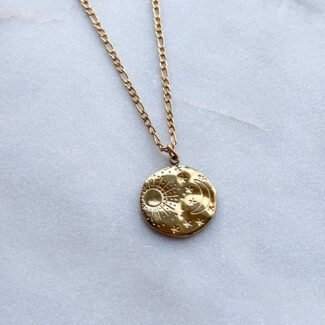 Łańcuszek stal szlachetna zawieszka księżyc słońce moneta ozdobny łańcuszek
