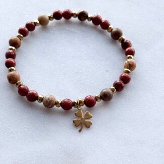 Bransoletka z kamieni na gumce Hematyt i agat oraz piasek pustyni