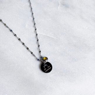 Łańcuszek stal szlachetna zawieszka znak zodiaku waga z cyrkonią