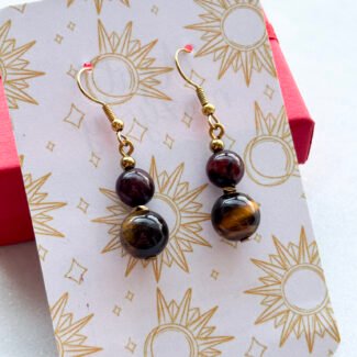 kolczyki stal szlachetna hematyt i tygrysie oko