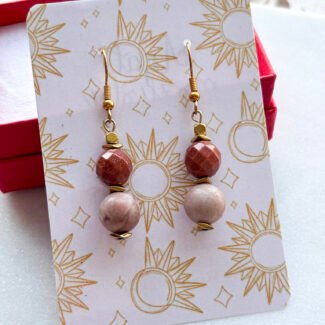 kolczyki stal szlachetna hematyt, jaspis i piasek pustyni