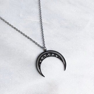 Łańcuszek stal szlachetna zawieszka lunula księżyc ażurowy 2