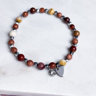 Bransoletka z kamieni na gumce Hematyt, Jaspis i piasek pustyni