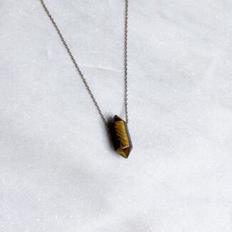 Łańcuszek stal szlachetna zawieszka kamień tygrysie oko 2