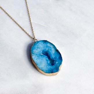 Łańcuszek stal szlachetna zawieszka agat duży w złotej oprawie 7