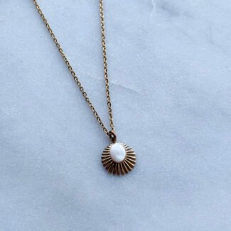 Łańcuszek stal szlachetna zawieszka masa perłowa słońce gwiazdka