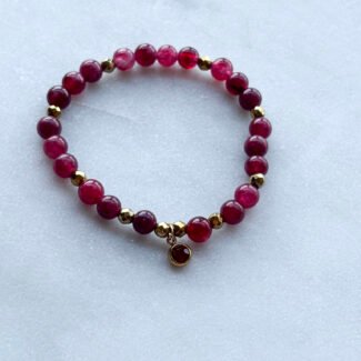 Bransoletka z kamieni na gumce Hematyt i granat