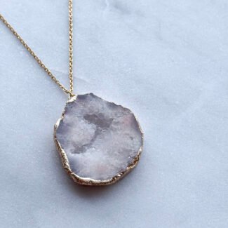 Łańcuszek stal szlachetna zawieszka agat duży w złotej oprawie 3