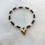 Bransoletka Kwarc różowy, Hematyt i Turmalin czarny, zawieszka serce 1 631656181 18063062378644296 5765162998711952372 n