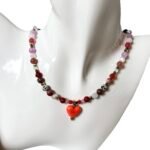 Unikat, naszyjnik miks kamieni i hematyt, zawieszka serce pomarańczowe ceramiczne 3 631813448 939077611981689 835664630447663895 n