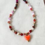 Unikat, naszyjnik miks kamieni i hematyt, zawieszka serce pomarańczowe ceramiczne 2 633784903 939077838648333 269437801459223519 n