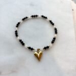 Bransoletka Kwarc różowy, Hematyt i Turmalin czarny, zawieszka serce 4 634676053 18063062405644296 1272123898796612256 n