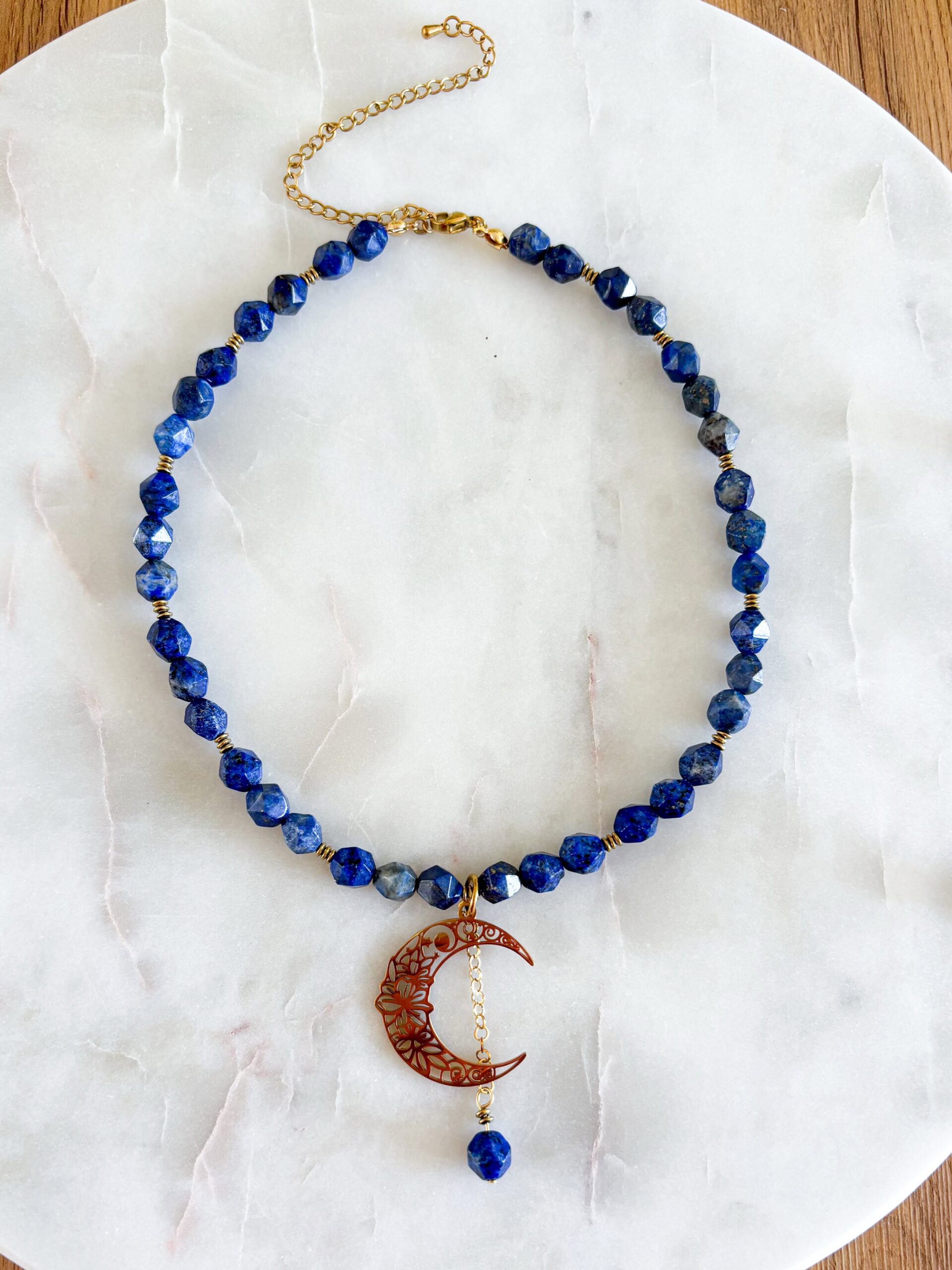 naszyjnik lapis lazuli ksiezyc kamienie 7 8mm dlugosc dowolna
