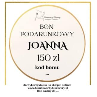 Elegancki bon podarunkowy na biżuterię handmade z kamieni marki Handmade by Blueberry.