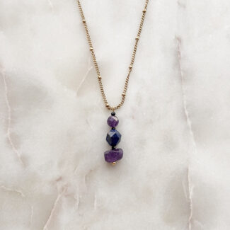 Łańcuszek z ametystem i lapis lazuli